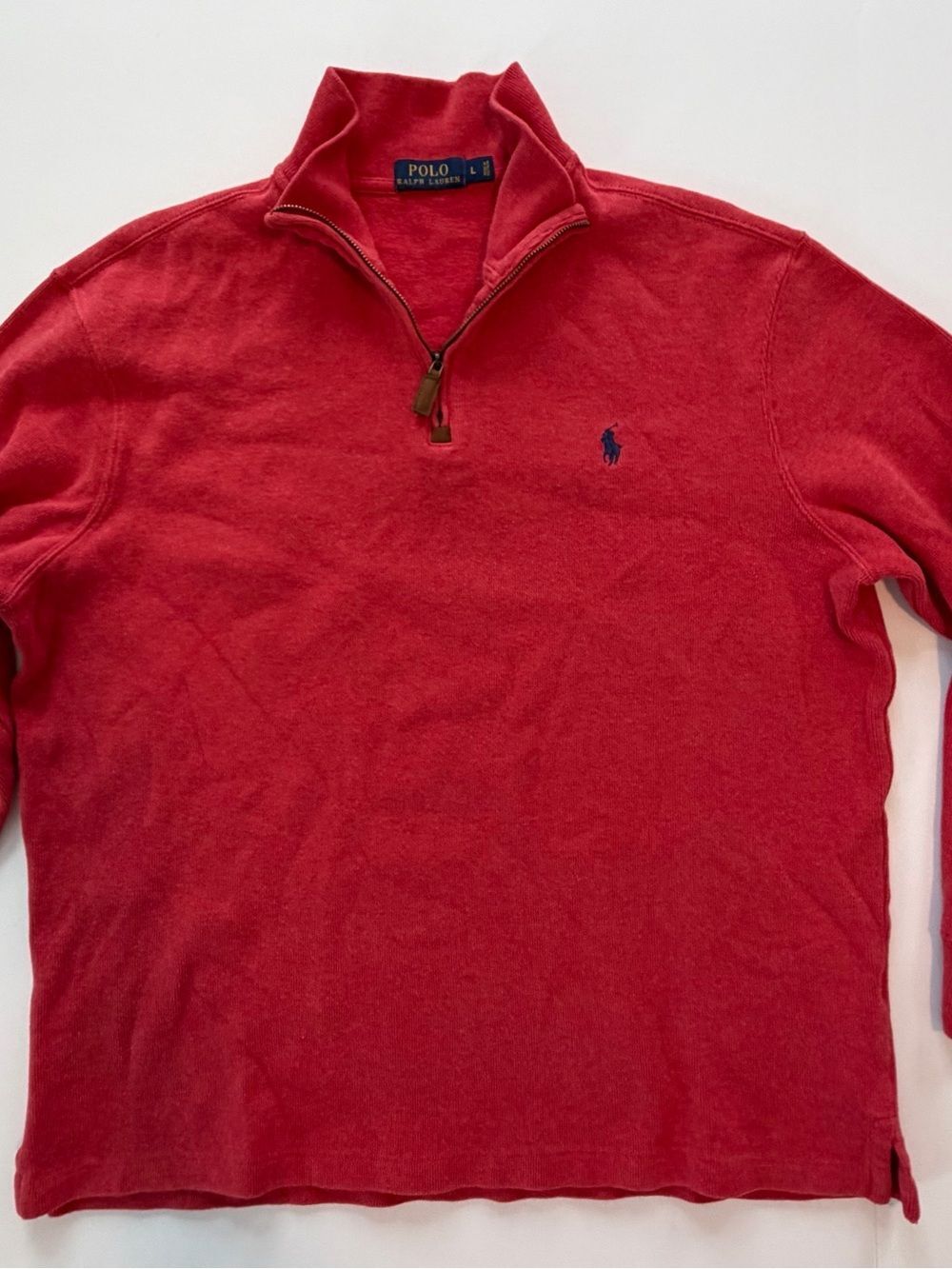 Polo by Ralph Lauren Red Quarter-Zip Pullover with Navy Pony-Large